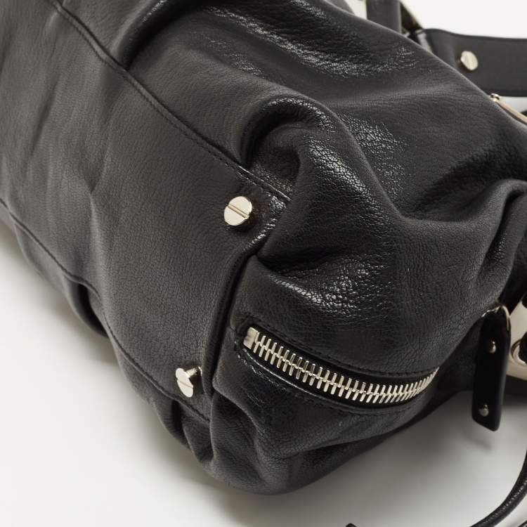 Pre Owned Michael Kors Black Leather Side Zip Shoulder Bag