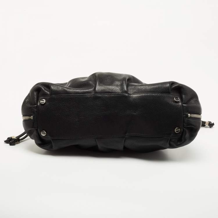 Pre Owned Michael Kors Black Leather Side Zip Shoulder Bag