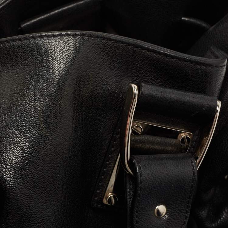 Pre Owned Michael Kors Black Leather Side Zip Shoulder Bag