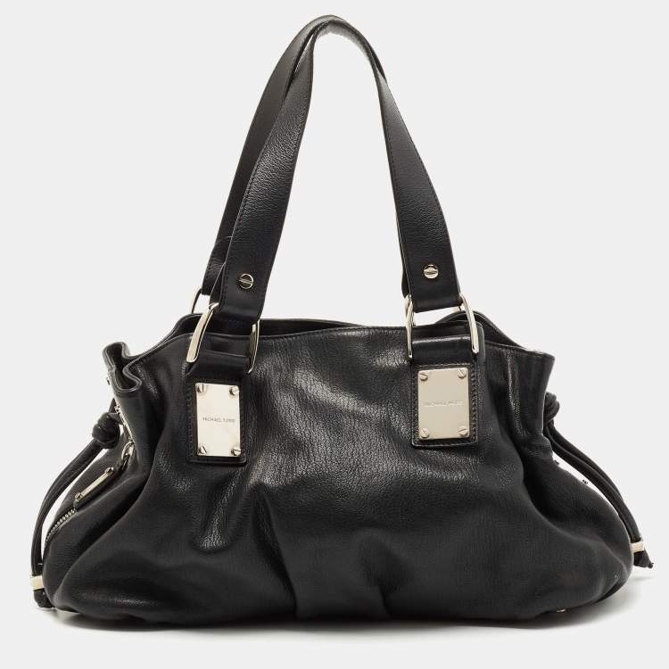 Pre Owned Michael Kors Black Leather Side Zip Shoulder Bag