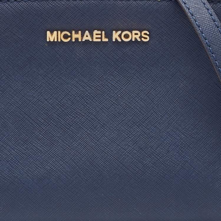 Pre Owned Michael Kors Blue Leather Mini Selma Crossbody Bag