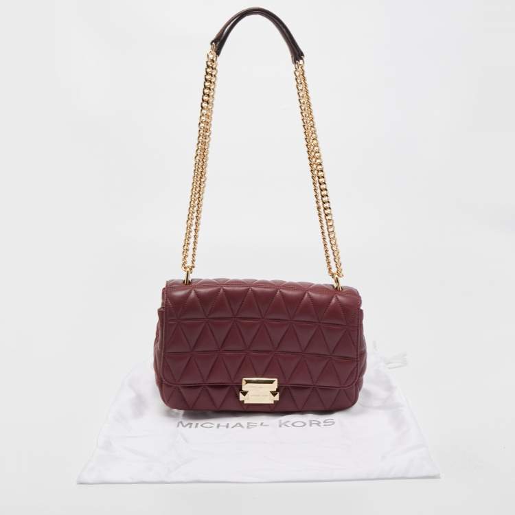 Pre Owned Michael Kors Burgundy Quilted Leather Large Sloan Shoulder Bag