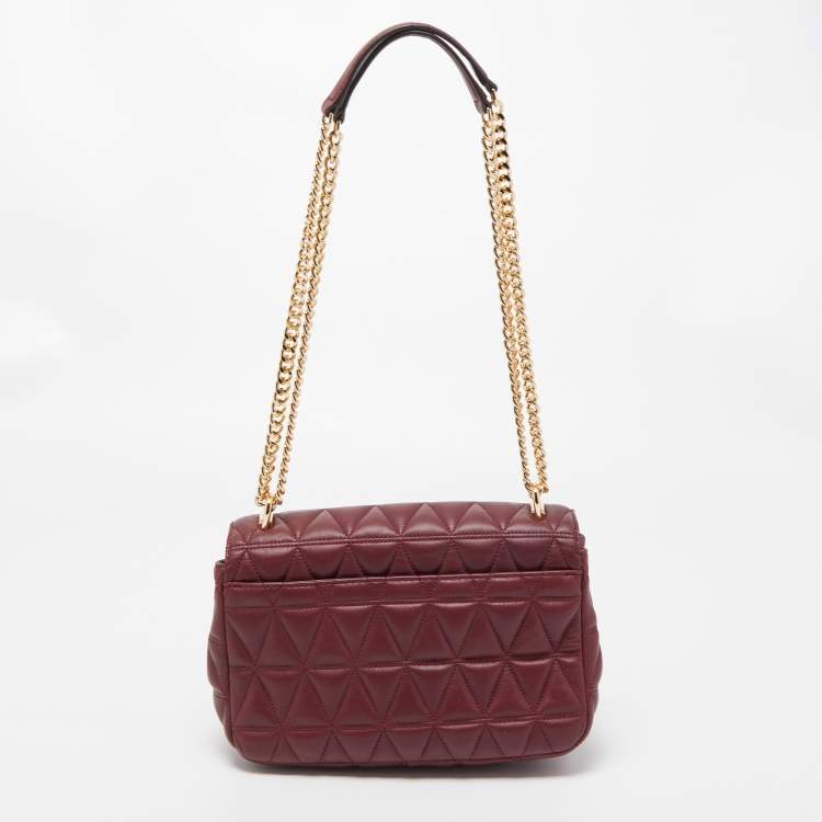 Pre Owned Michael Kors Burgundy Quilted Leather Large Sloan Shoulder Bag
