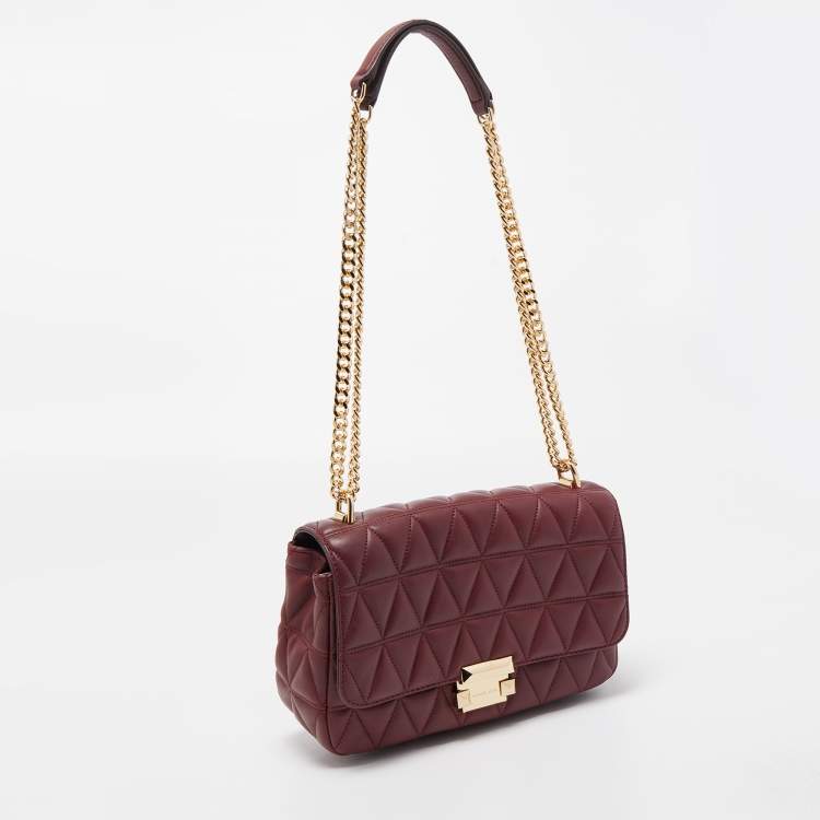 Pre Owned Michael Kors Burgundy Quilted Leather Large Sloan Shoulder Bag