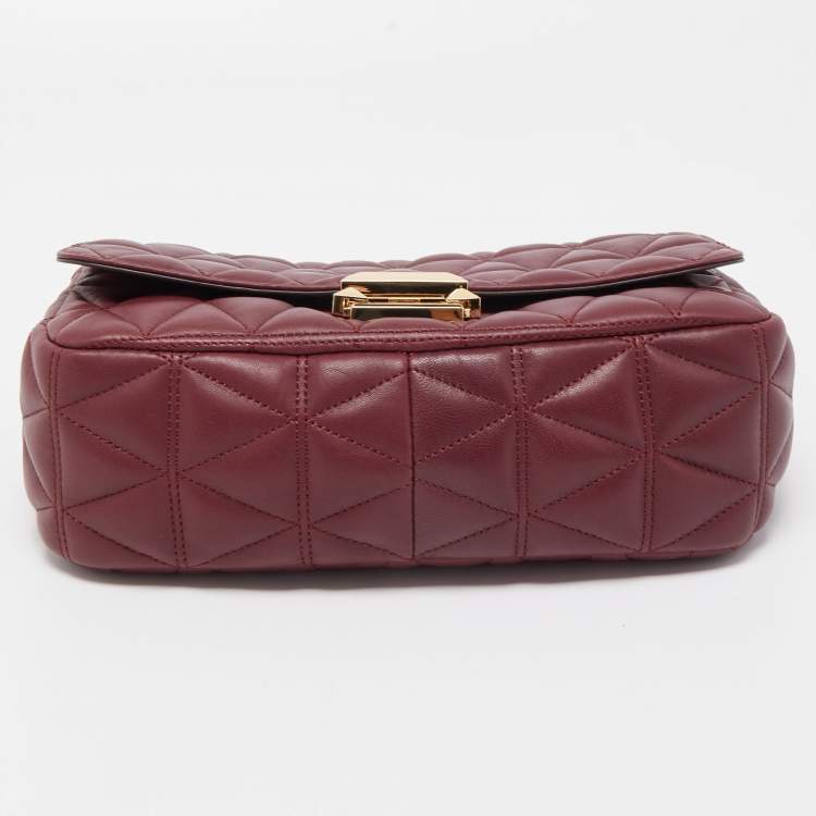 Pre Owned Michael Kors Burgundy Quilted Leather Large Sloan Shoulder Bag