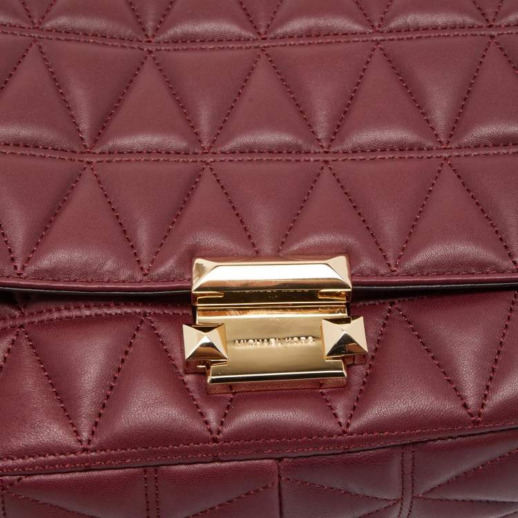 Pre Owned Michael Kors Burgundy Quilted Leather Large Sloan Shoulder Bag