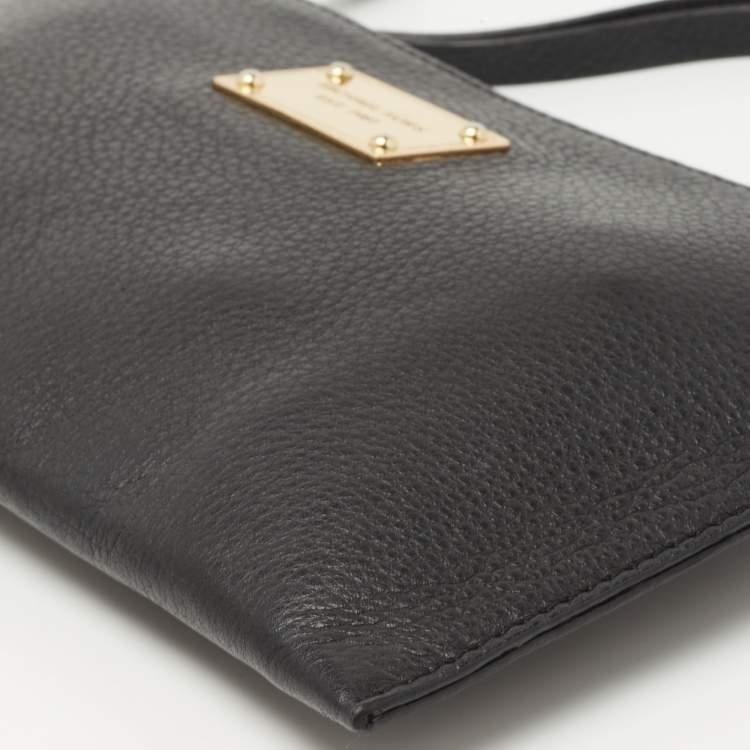 Pre Owned Michael Kors Black Leather Wristlet Pouch