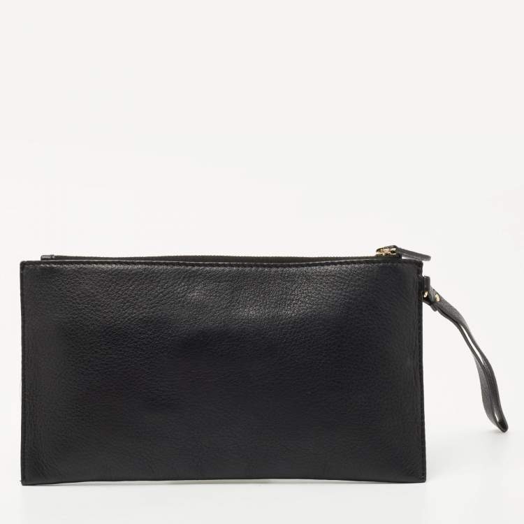 Pre Owned Michael Kors Black Leather Wristlet Pouch