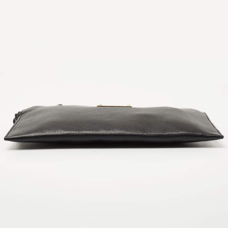 Pre Owned Michael Kors Black Leather Wristlet Pouch