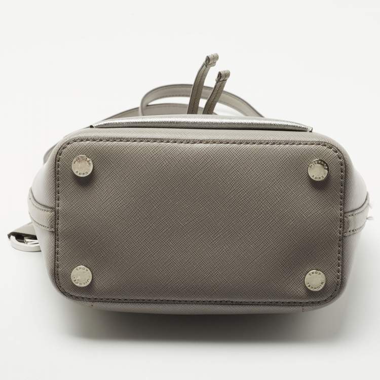 Pre Owned Michael Kors Grey/Silver Saffiano Leather Small Greenwich Bucket Bag