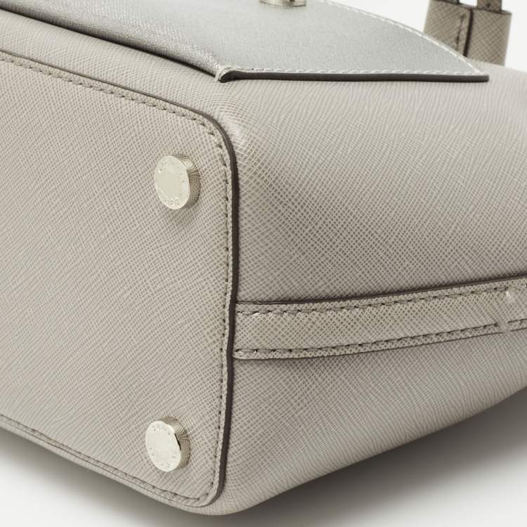 Pre Owned Michael Kors Grey/Silver Saffiano Leather Small Greenwich Bucket Bag