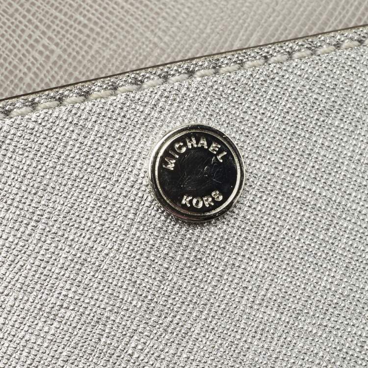 Pre Owned Michael Kors Grey/Silver Saffiano Leather Small Greenwich Bucket Bag
