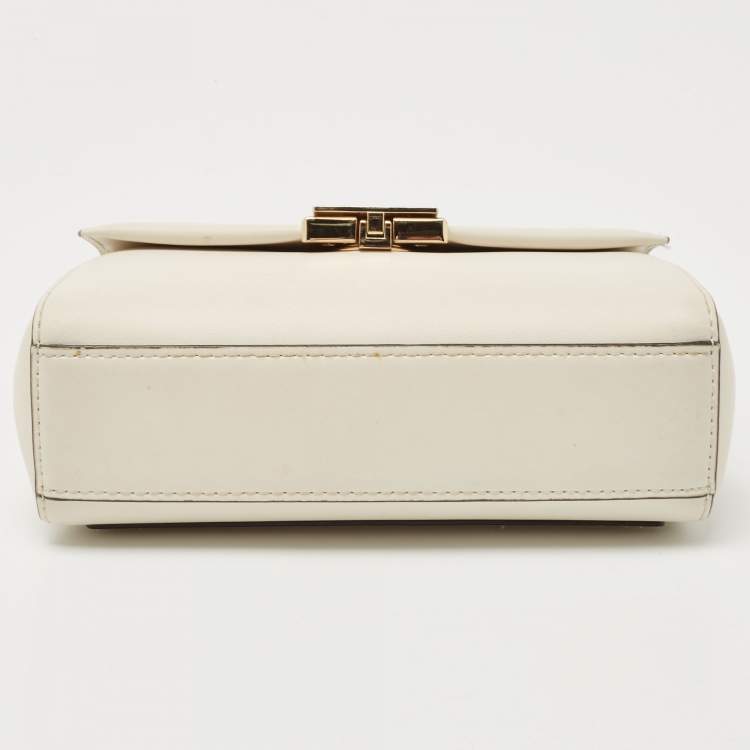 Pre Owned Michael Kors Off White Leather Small Lita Top Handle Bag