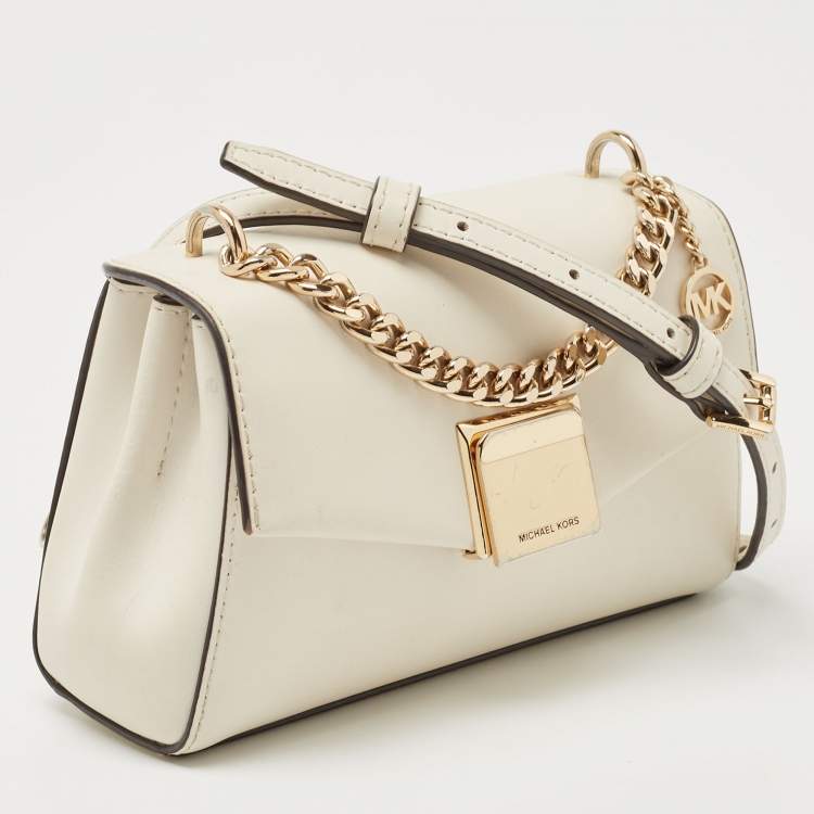 Pre Owned Michael Kors Off White Leather Small Lita Top Handle Bag