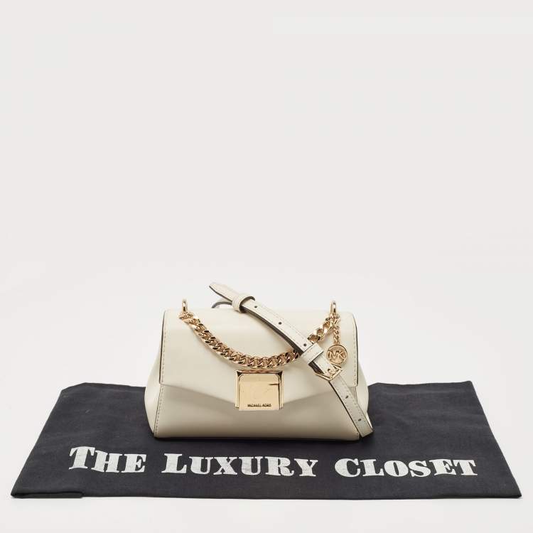 Pre Owned Michael Kors Off White Leather Small Lita Top Handle Bag