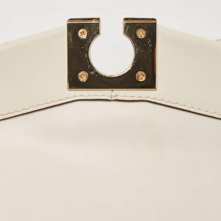 Pre Owned Michael Kors Off White Leather Small Lita Top Handle Bag