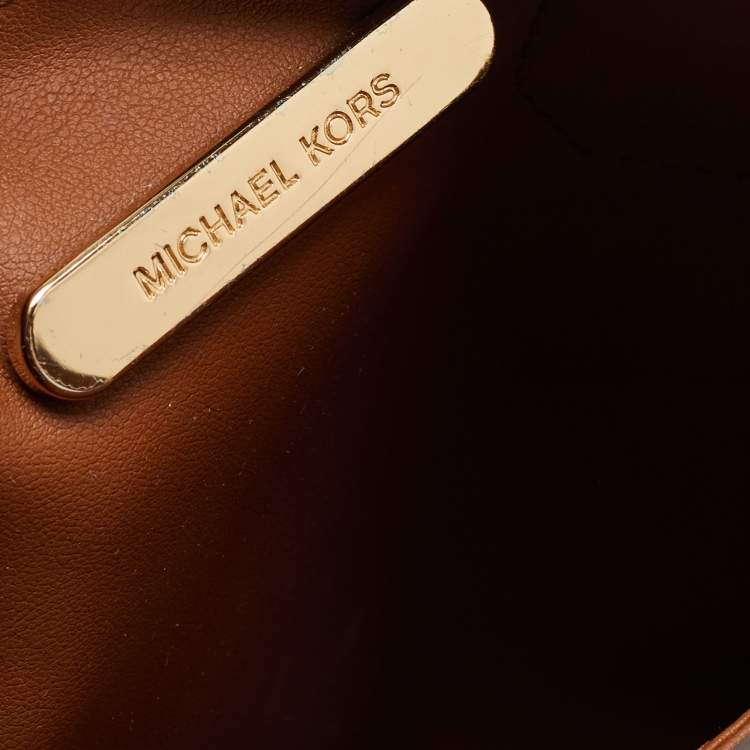 Pre Owned Michael Kors Brown Signature Coated Canvas and Leather Mini Mercer Tote