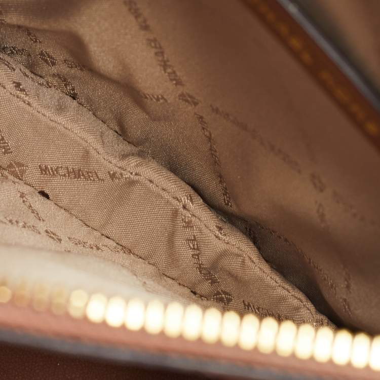 Pre Owned Michael Kors Brown Signature Coated Canvas and Leather Mini Mercer Tote