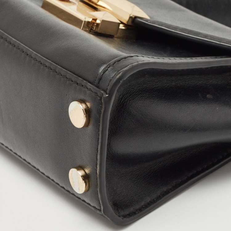Pre Owned Michael Kors Black Leather Mini Whitney Top Handle Bag
