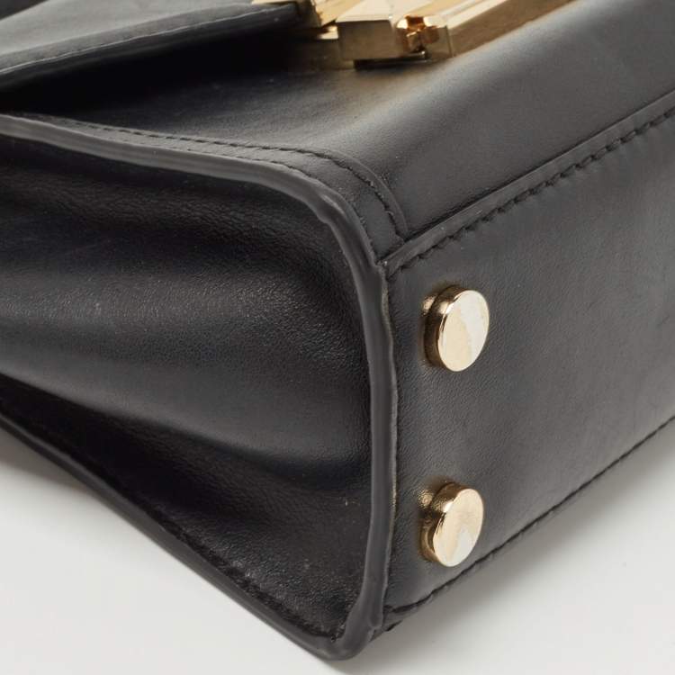 Pre Owned Michael Kors Black Leather Mini Whitney Top Handle Bag