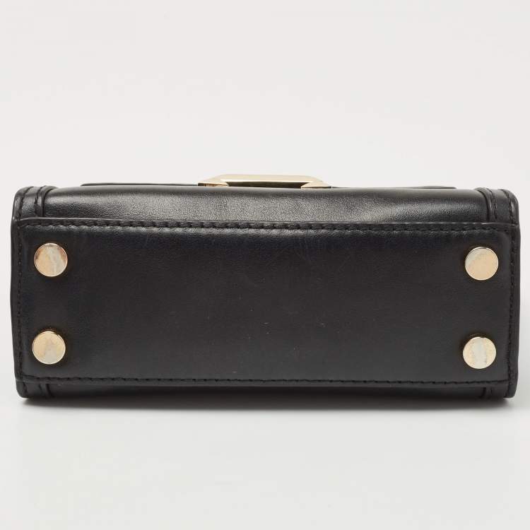 Pre Owned Michael Kors Black Leather Mini Whitney Top Handle Bag