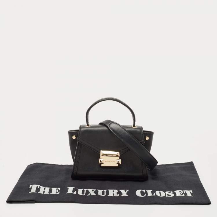 Pre Owned Michael Kors Black Leather Mini Whitney Top Handle Bag