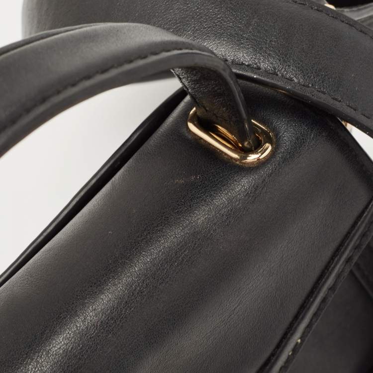 Pre Owned Michael Kors Black Leather Mini Whitney Top Handle Bag