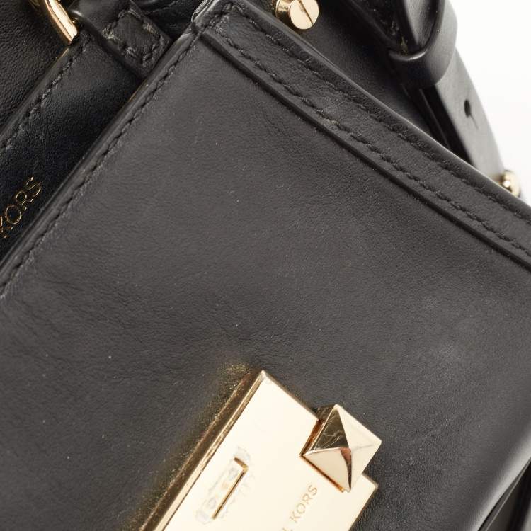 Pre Owned Michael Kors Black Leather Mini Whitney Top Handle Bag