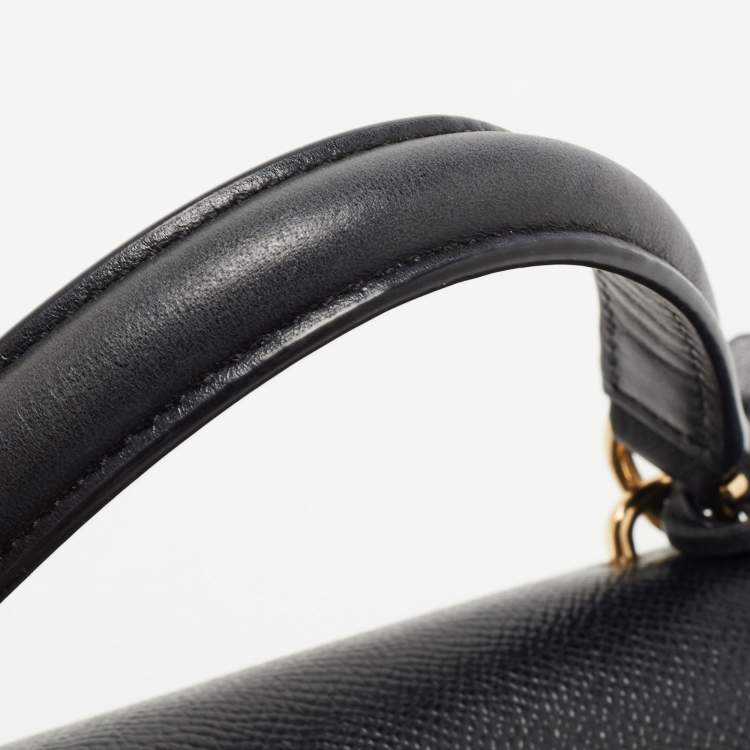 Pre Owned Michael Kors Black Leather Flap Top Handle Bag