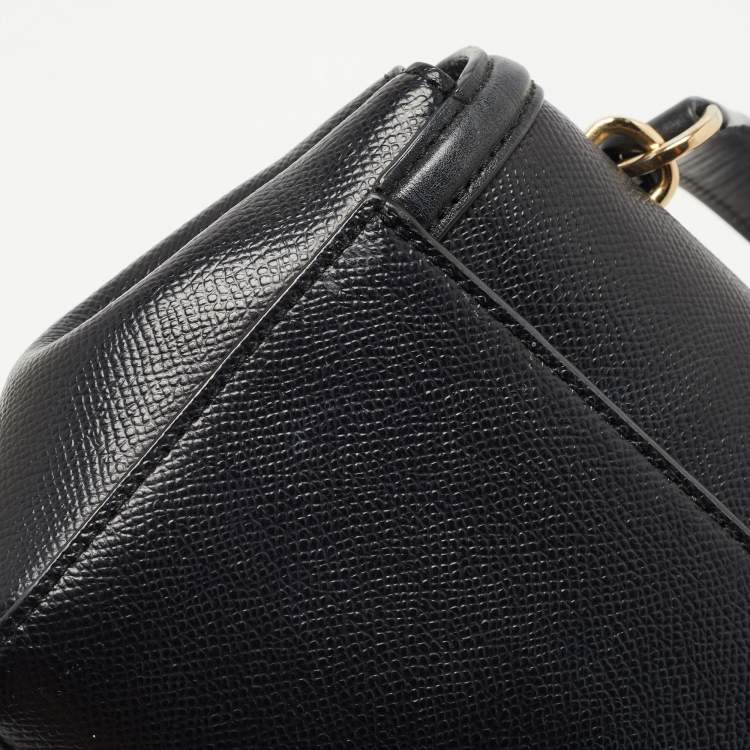 Pre Owned Michael Kors Black Leather Flap Top Handle Bag
