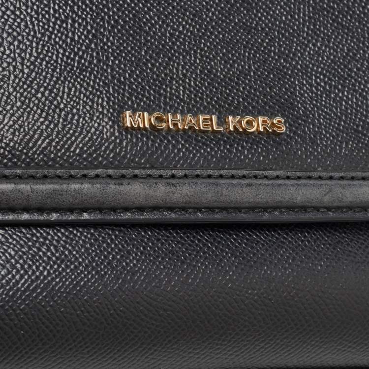 Pre Owned Michael Kors Black Leather Flap Top Handle Bag
