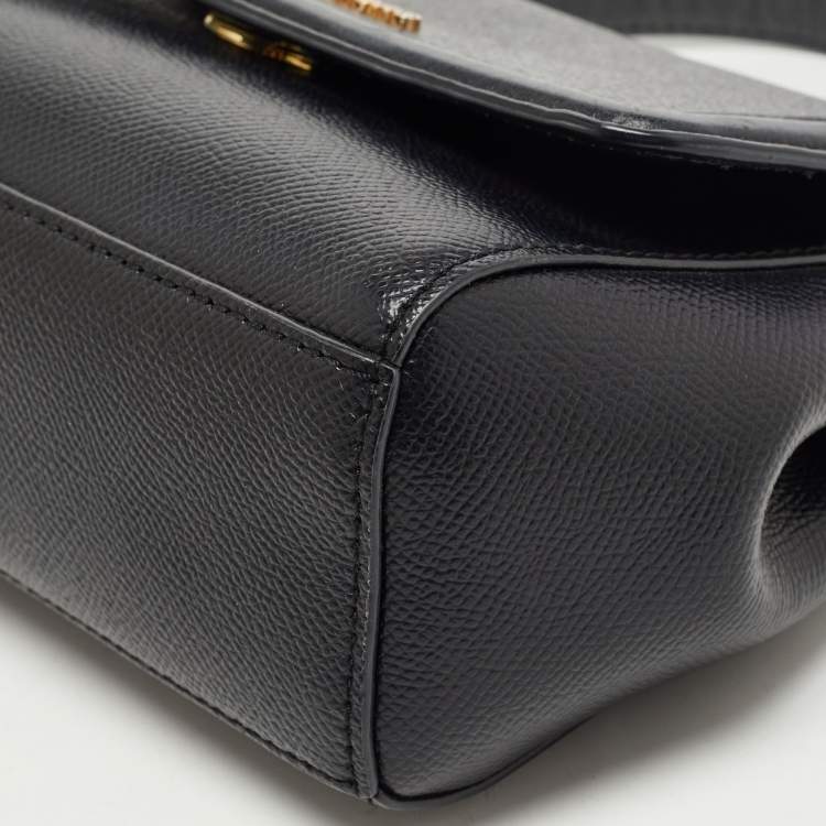 Pre Owned Michael Kors Black Leather Flap Top Handle Bag