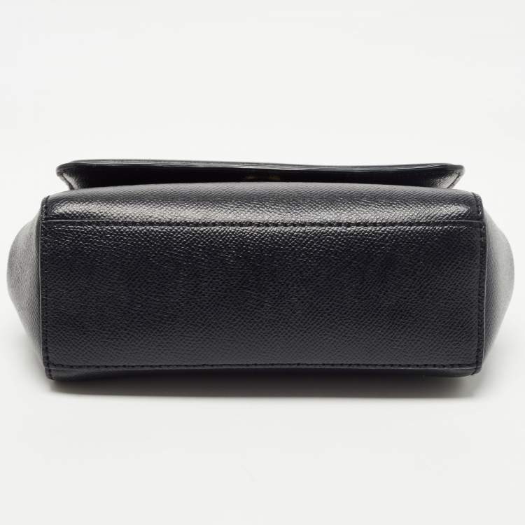 Pre Owned Michael Kors Black Leather Flap Top Handle Bag