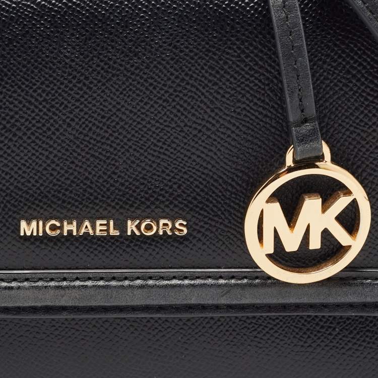 Pre Owned Michael Kors Black Leather Flap Top Handle Bag