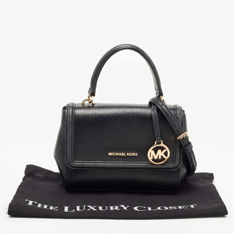 Pre Owned Michael Kors Black Leather Flap Top Handle Bag