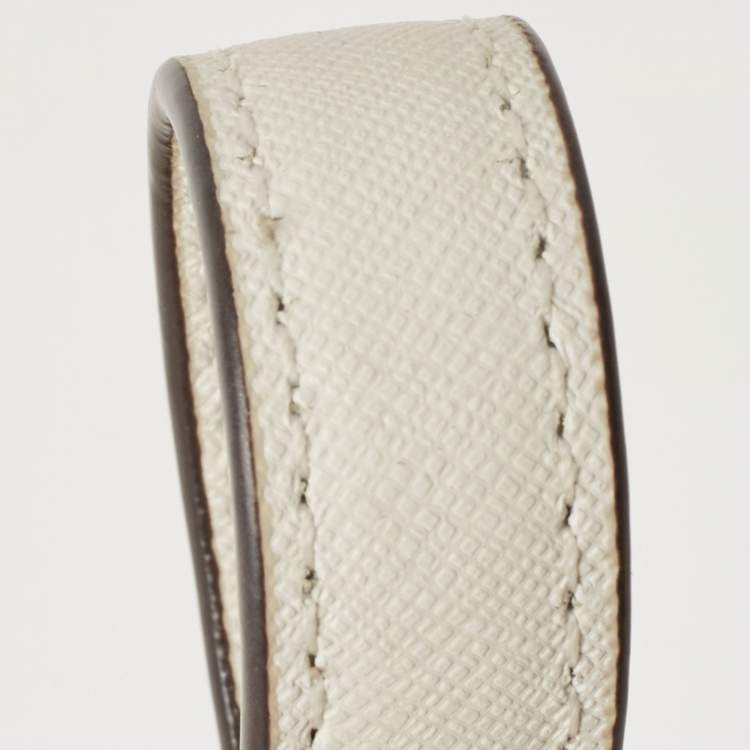 Pre Owned Michael Kors White Saffiano Leather Hannah Perforated Flap Shoulder Bag