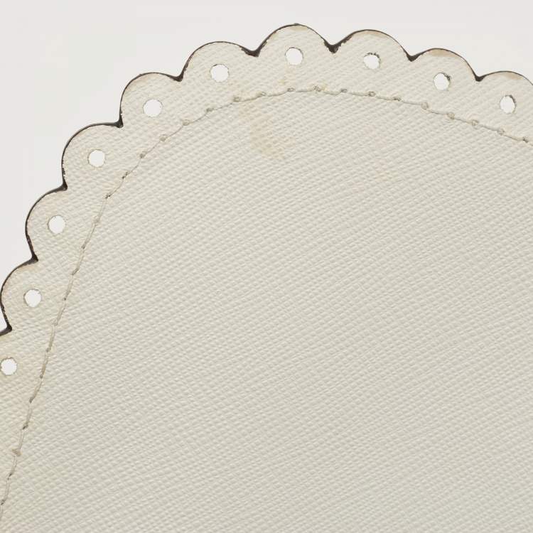 Pre Owned Michael Kors White Saffiano Leather Hannah Perforated Flap Shoulder Bag