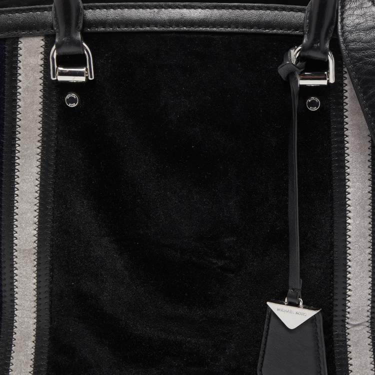 Pre Owned Michael Kors Black/Multicolor Leather and Velvet Benning Tote