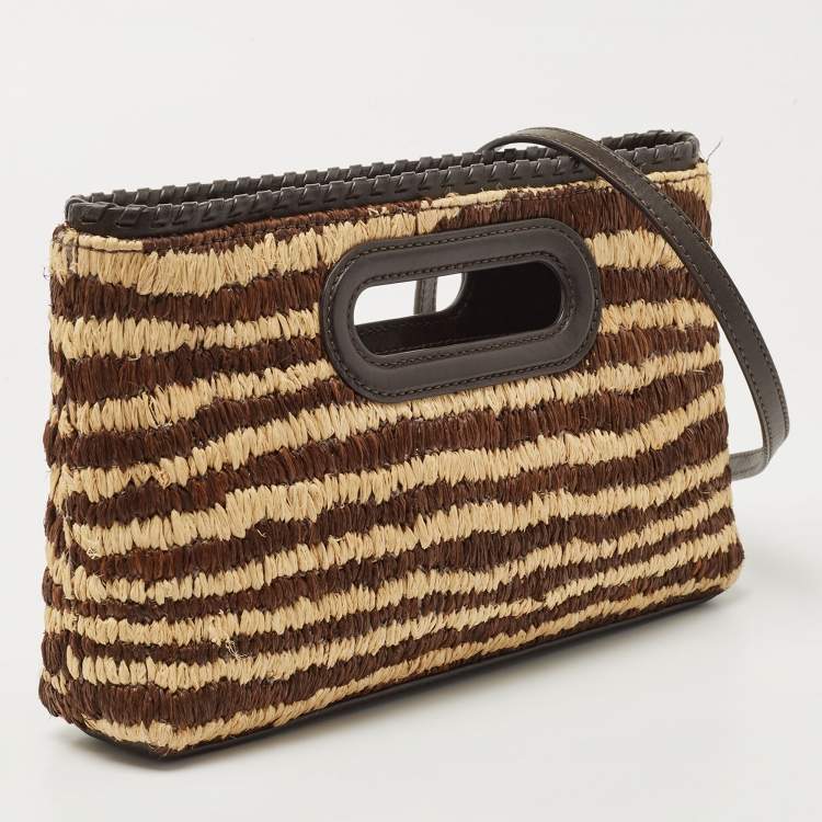 مملوكة مسبقًا Michael Kors Tri Color Raffia and Leather Rosalie Clutch Bag