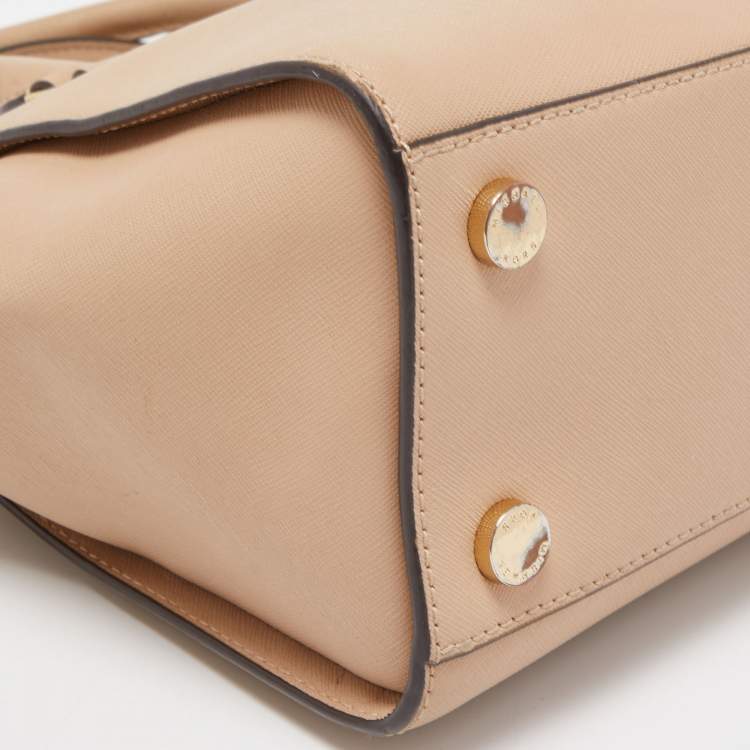 Pre Owned Michael Kors Beige Leather Medium Selma Satchel
