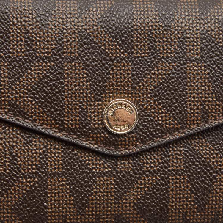 Pre Owned Michael Kors Brown Monogram Coated Canvas Continental Wallet