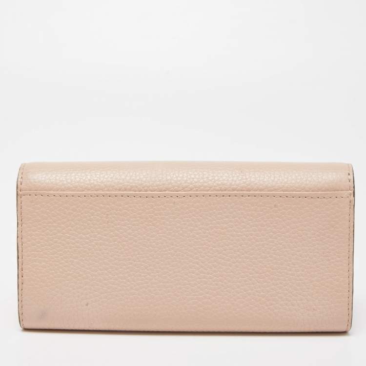 Pre Owned Michael Kors Pink Leather Fulton Flap Continental Wallet