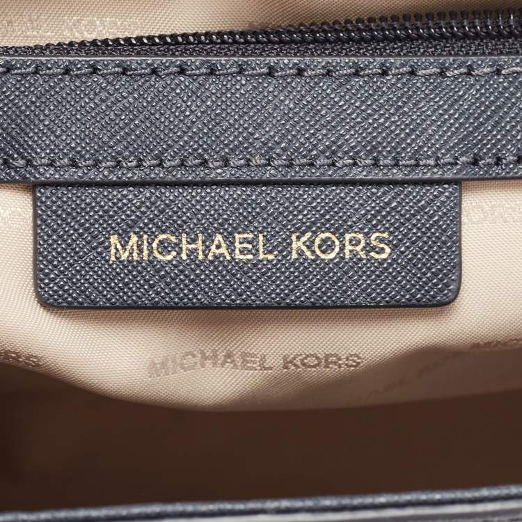 Pre Owned Michael Kors Navy Blue Studded Leather Medium Ava Top Handle Bag