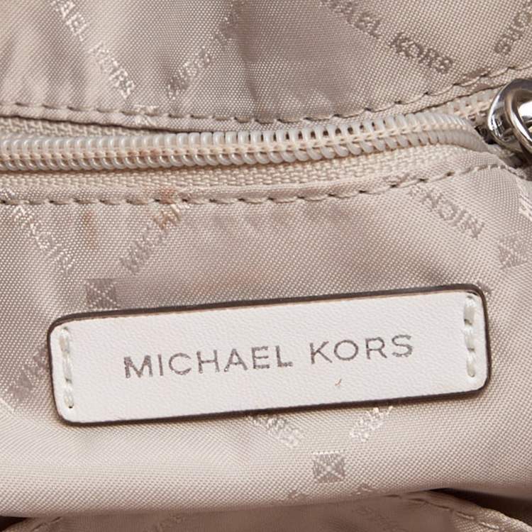 Pre Owned Michael Kors Off White Leather Medium Bedford Top Handle Bag