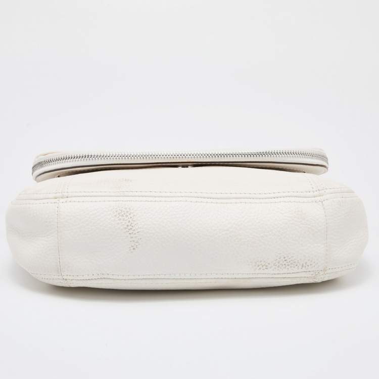 Pre Owned Michael Kors Off White Leather Medium Bedford Top Handle Bag