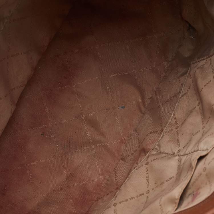 Pre Owned Michael Kors Brown/Tan Signature Coated Canvas Sady Shopper Tote