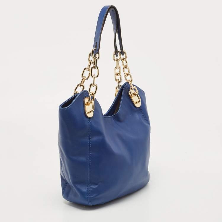 مملوكة مسبقًا MICHAEL Michael Kors Blue Leather Lilly Tote