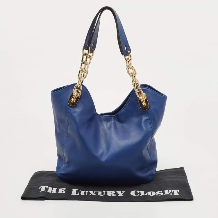 مملوكة مسبقًا MICHAEL Michael Kors Blue Leather Lilly Tote