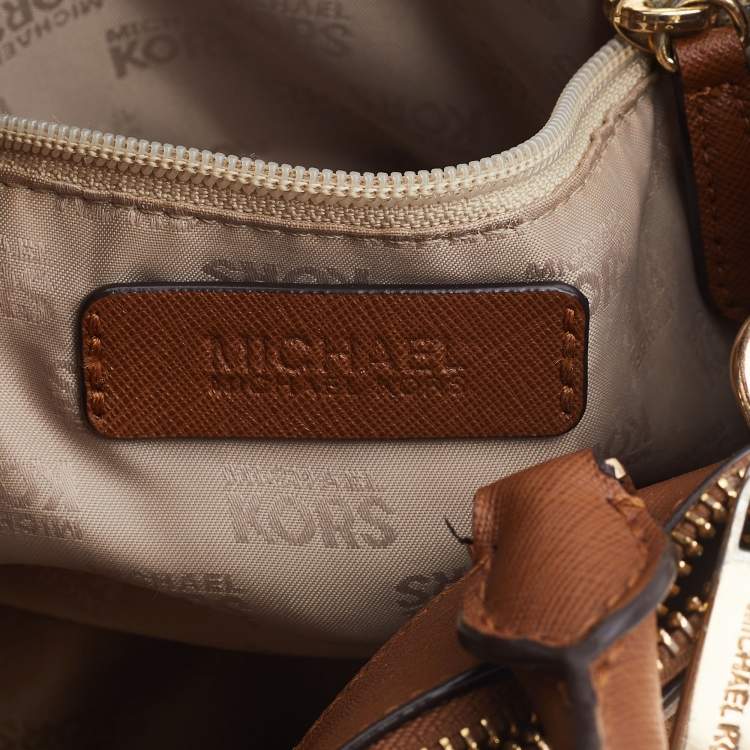 Pre Owned Michael Kors Brown Saffiano Lux Leather Karla Tote