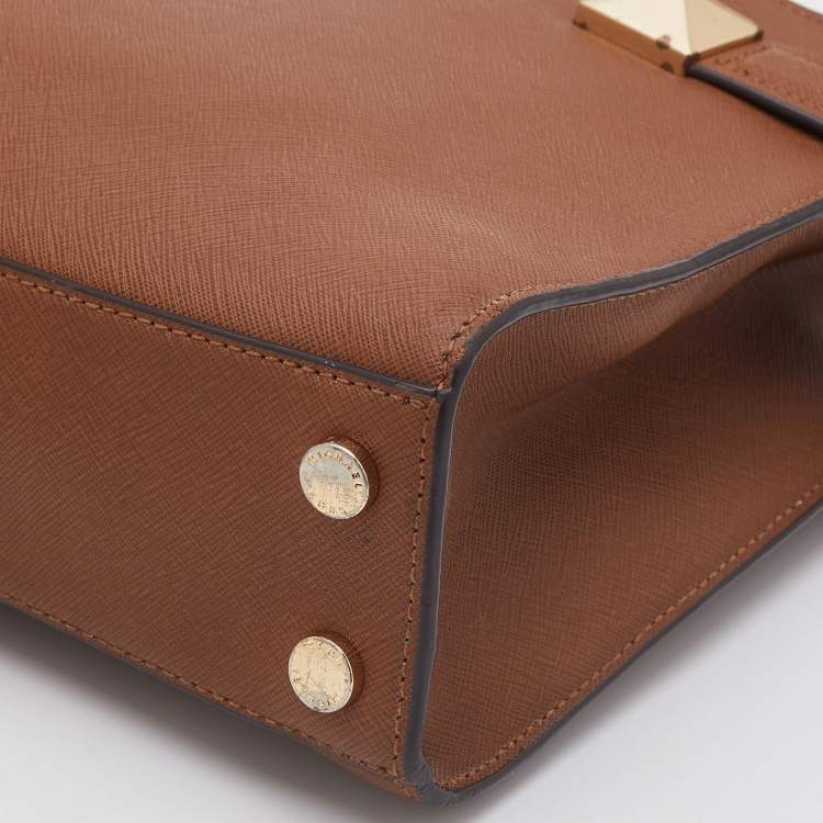 Pre Owned Michael Kors Brown Saffiano Lux Leather Karla Tote